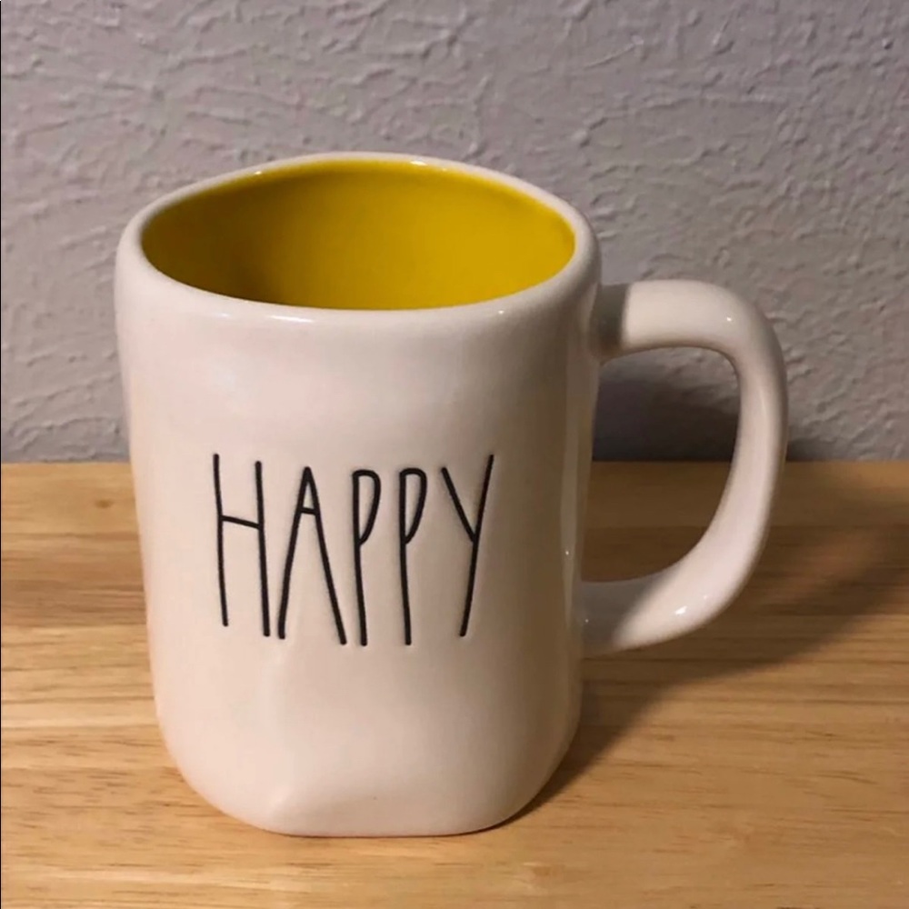 Rae Dunn HAPPY mug w yellow